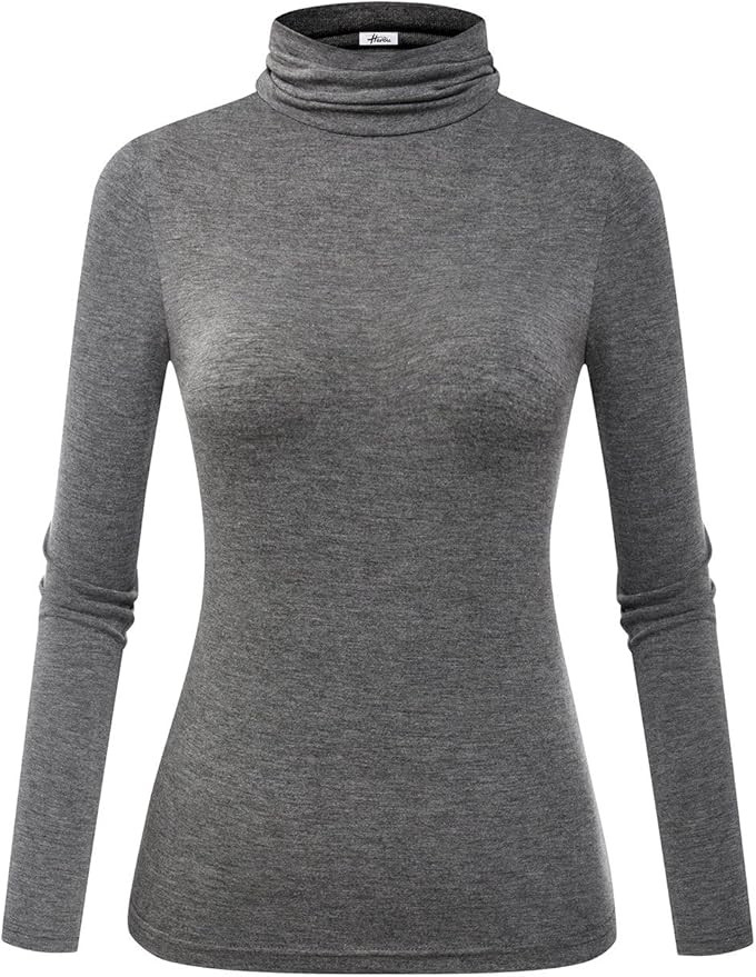 Herou Womens Long Sleeve Turtleneck Slim Fitted Lightweight Casual Active Layer Tops Shirts | Amazon (US)
