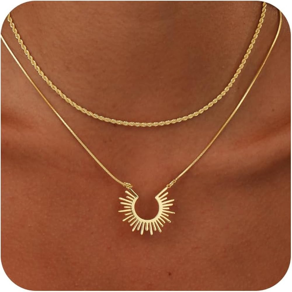 CHESKY Layered Necklaces for Women Trendy, Dainty 14k Gold Plated Pendant Necklace Layering Neckl... | Amazon (US)