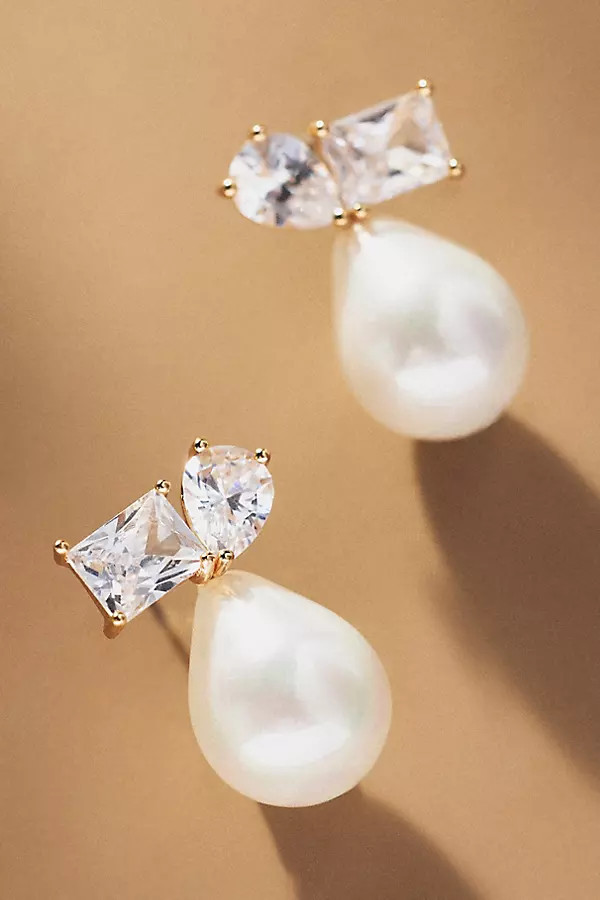 Shaped Crystals Pearl Drop Earrings | Anthropologie (US)