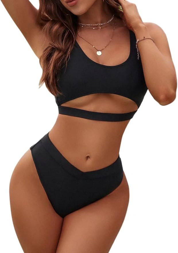 Blooming Jelly Womens Cheeky High Cut Bikini Set Cutout High Waisted Swimsuits Backless 2 Piece B... | Amazon (US)
