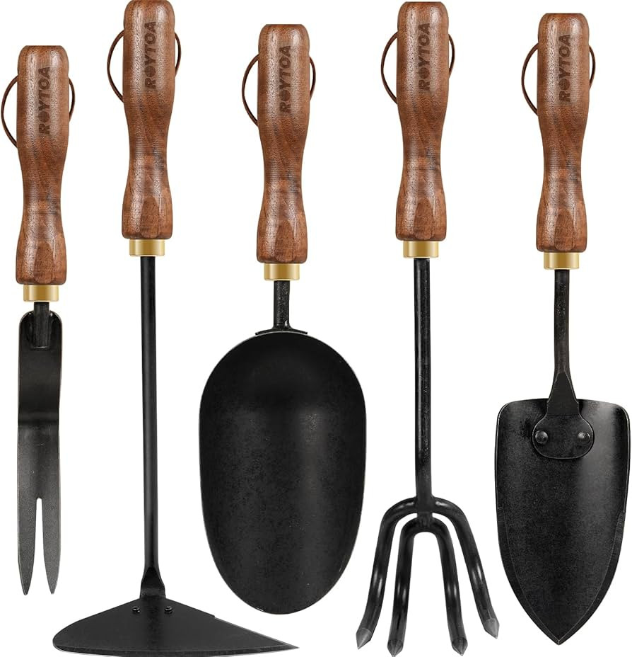 Garden Tool Set, 5PCS Gardening Tools, Stainless Steel Heavy Duty Hand Cultivator, Hoes, Shovel, ... | Amazon (US)