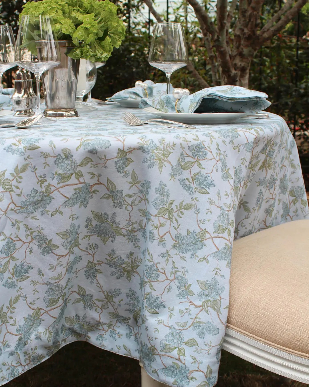 Chinoiserie Floral Round Tablecloth, Blue Toile Table Cover - Etsy | Etsy (US)