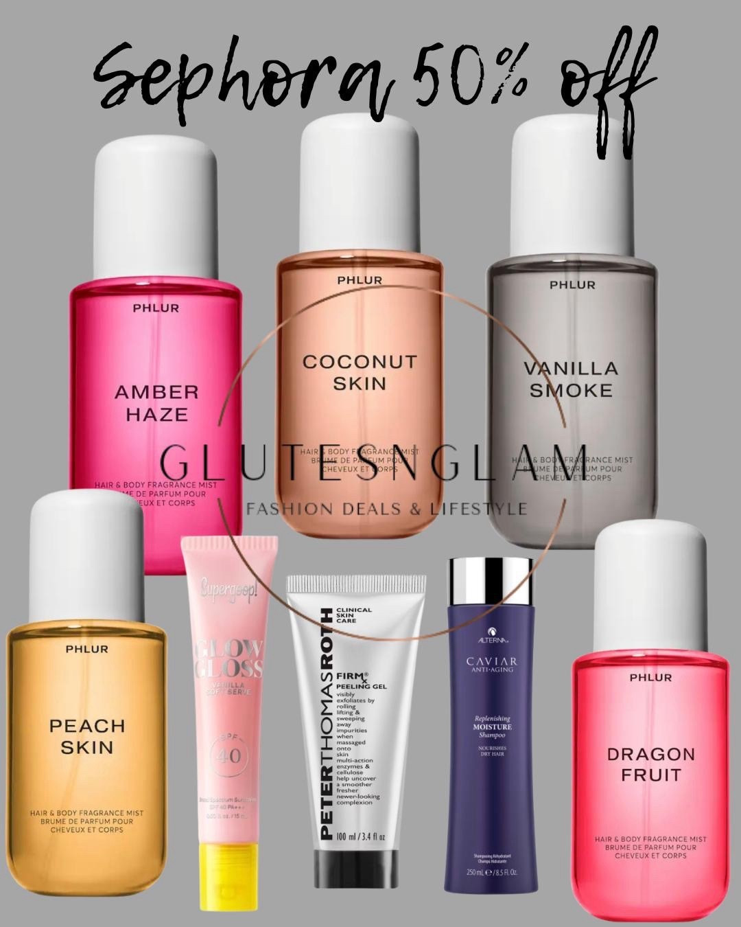 Sephora 50% off deals, Phlir fragrance, Supergoop spf lip gloss, Peter Thomas Roth, skincare, haircare, spring break essentials, sephora  

#LTKgrwm #LTKBeauty #LTKSaleAlert