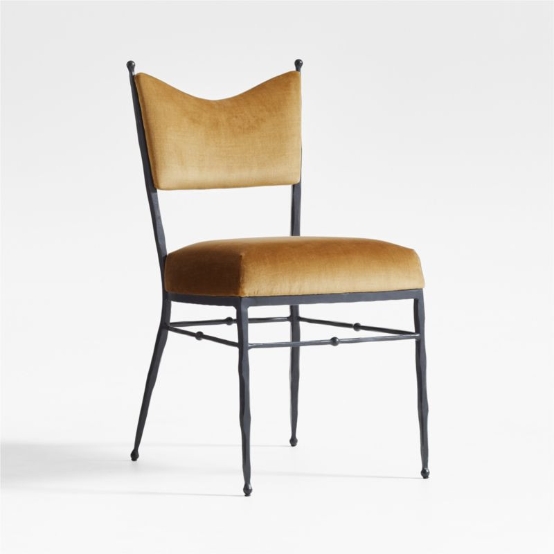 Rodin Ocher Velvet Dining Chair by Athena Calderone | Crate & Barrel
