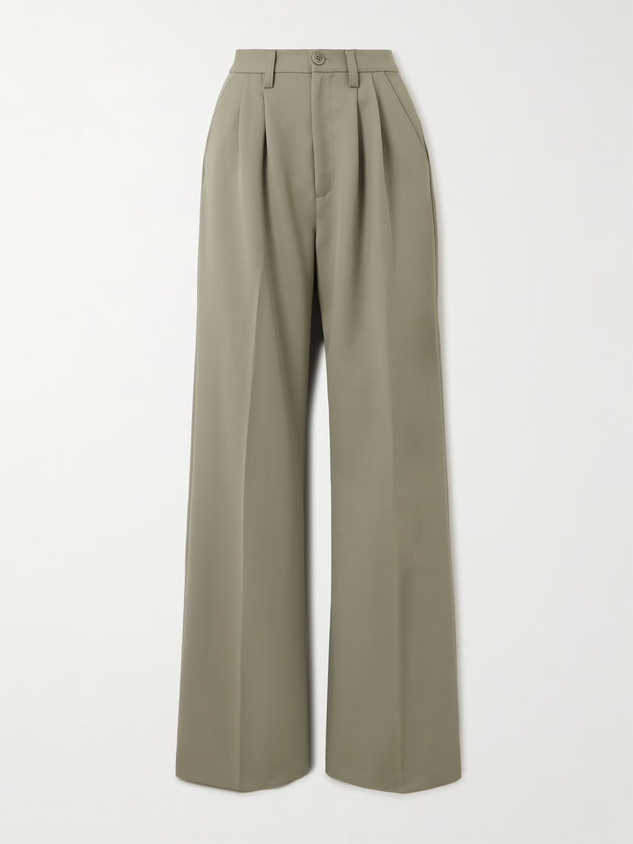 Anine Bing - Carrie Pleated Wool-twill Wide-leg Pants - Green | NET-A-PORTER (US)