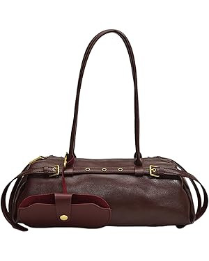 Boston Shoulder Bags for Women PU Leather Tote Bag Casual Bowling Bag Purse Retro Underarm Bag | Amazon (US)