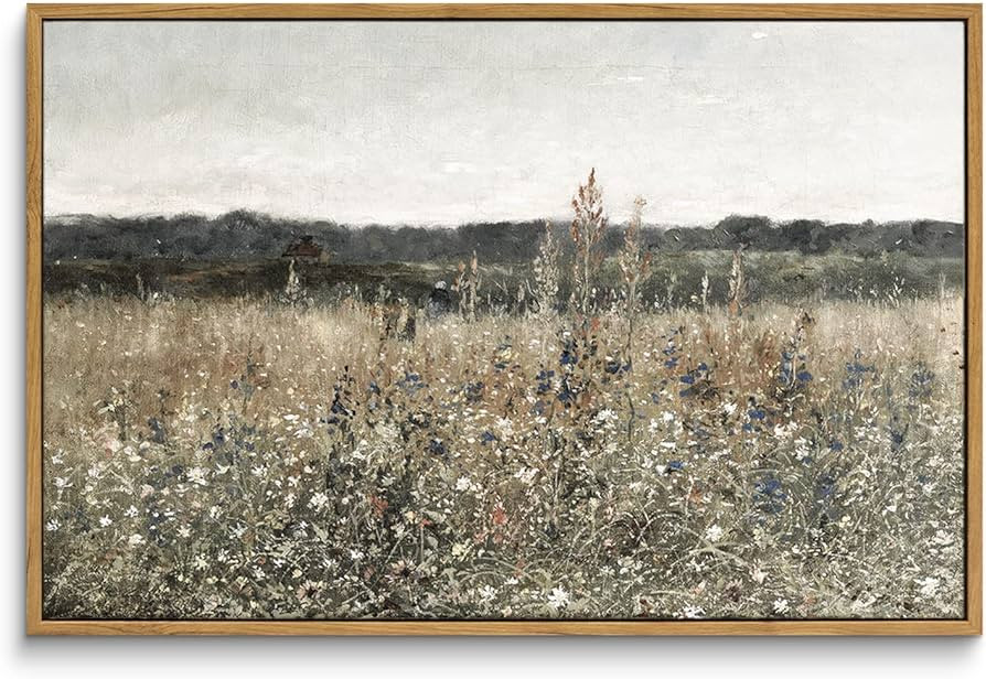 InSimSea Framed Canvas Wall Art Vintage Decor, Wildflower Field Vintage Wall Art Canvas Prints, M... | Amazon (US)