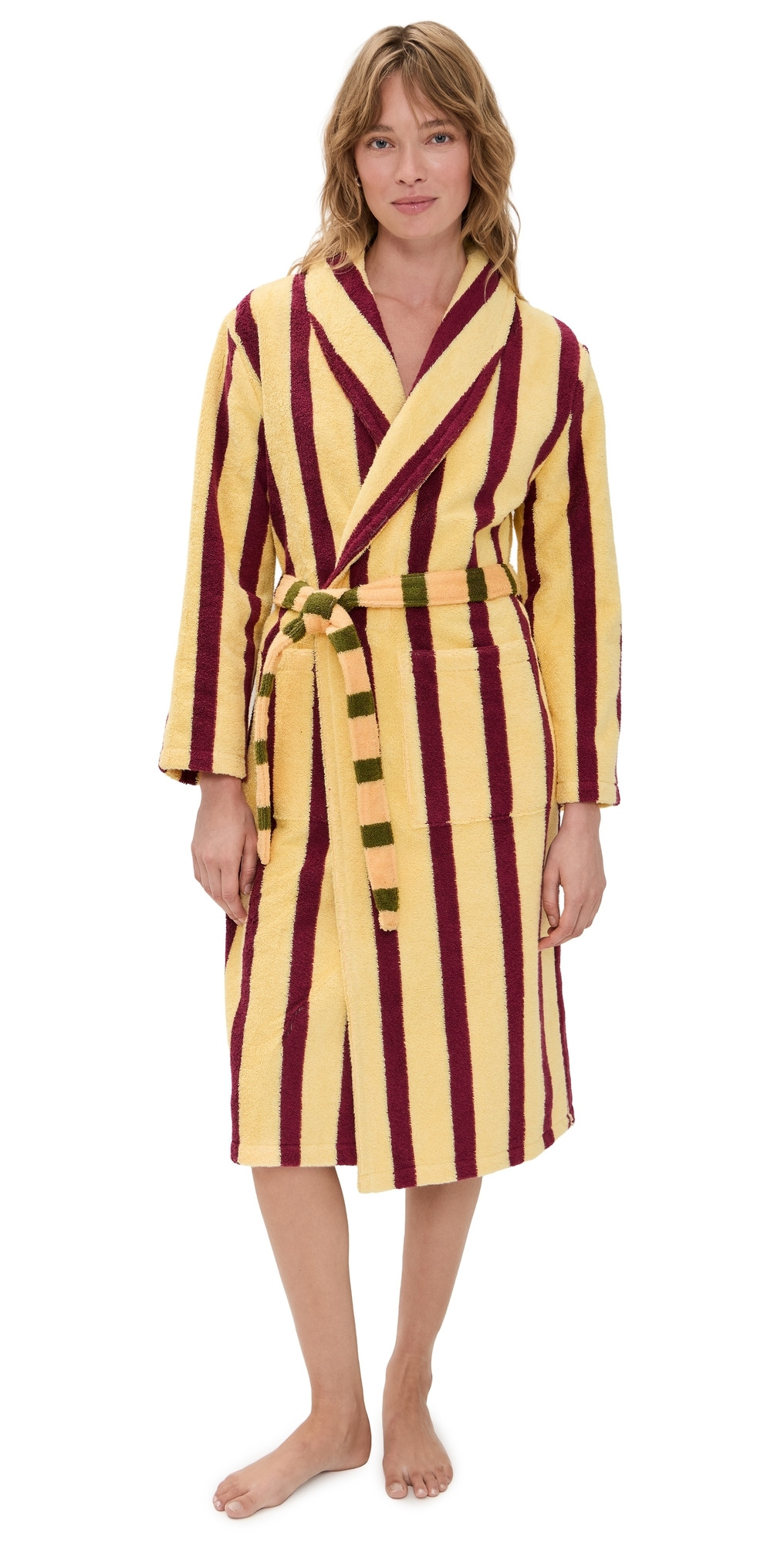 Dusen Dusen Stripe Bathrobe Ginkgo XS | Shopbop