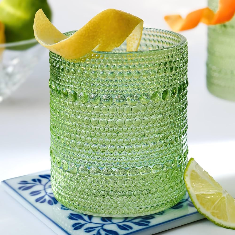 Kate Aspen Sage Green Hobnail Beaded Drinking Glasses Set of 6-10 oz Vintage Glassware Set Cockta... | Amazon (CA)