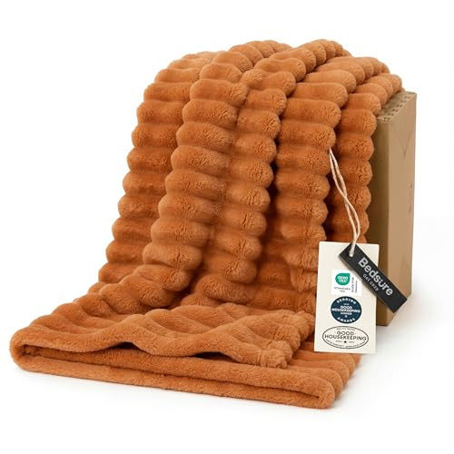 Bedsure GentleSoft Orange Fall Throw Blanket for Couch - Cozy Soft Blankets for Women, Cute Small Fall Throws for Girls, Orange, 50x60 Inches | Amazon (US)