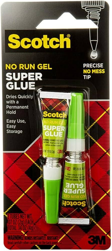 Scotch Super Glue Gel, .07 oz, 2-Pack, Dries Quickly with a Permanent Hold (AD112) | Amazon (US)