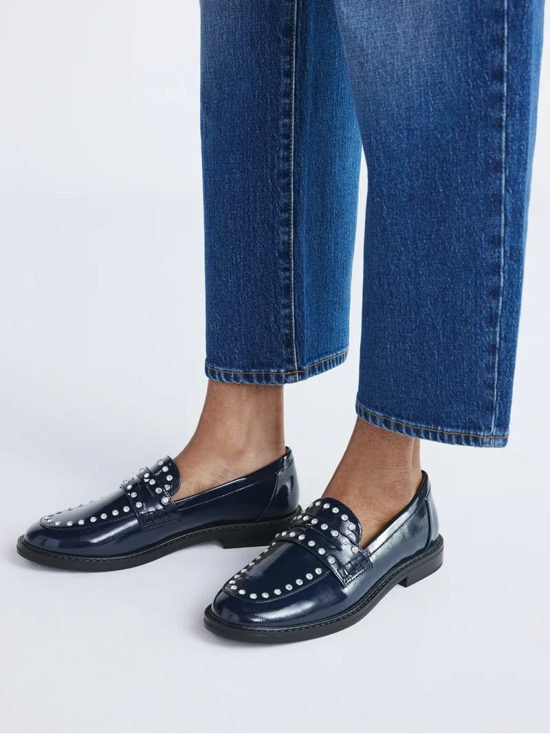 Free Assembly Women's Studded Faux Leather Loafers, Sizes 6-11 - Walmart.com | Walmart (US)