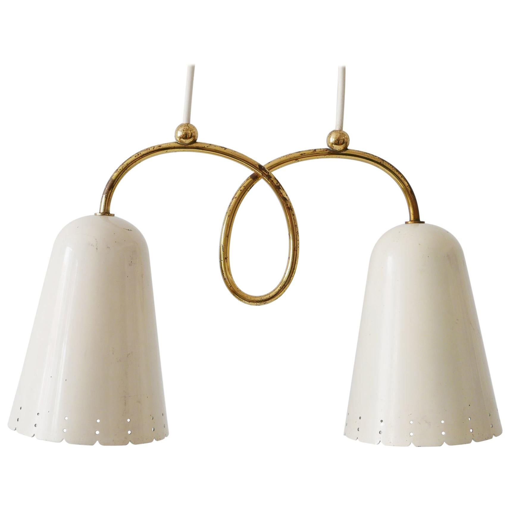 Rare Mid-Century Modern Double Head Pendant Lamp or Hanging Light 1950s, Germany | 1stDibs