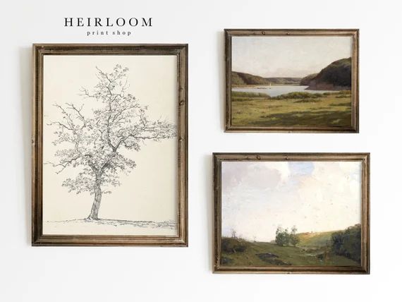 Small Gallery Wall SET  Vintage Gallery Wall Prints  - Etsy | Etsy (US)