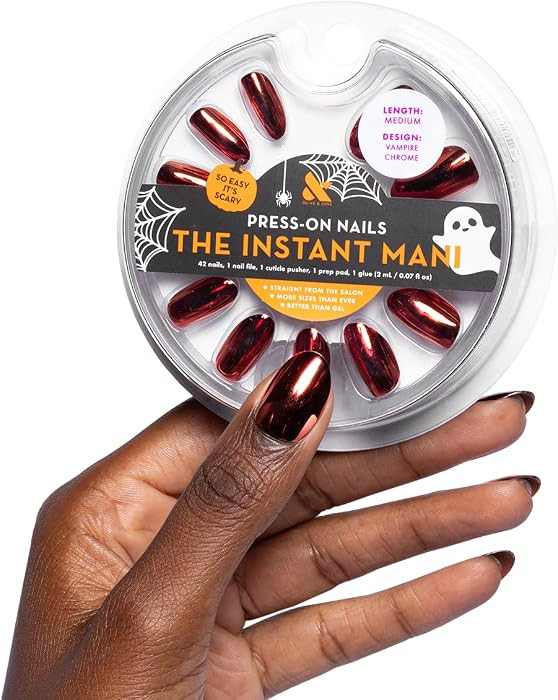 Olive & June Halloween Instant Mani Press-On Nails, Vampire Chrome | Amazon (US)