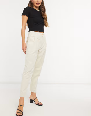 In The Style x Lorna Luxe pleated volume pants in cream | ASOS (Global)