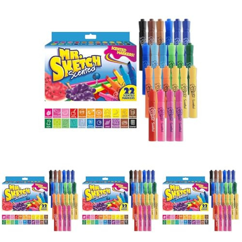 Mr. Sketch Scented Markers, Chisel Tip Marker, Assorted Colors, 22 Count (Pack of 88) | Amazon (US)
