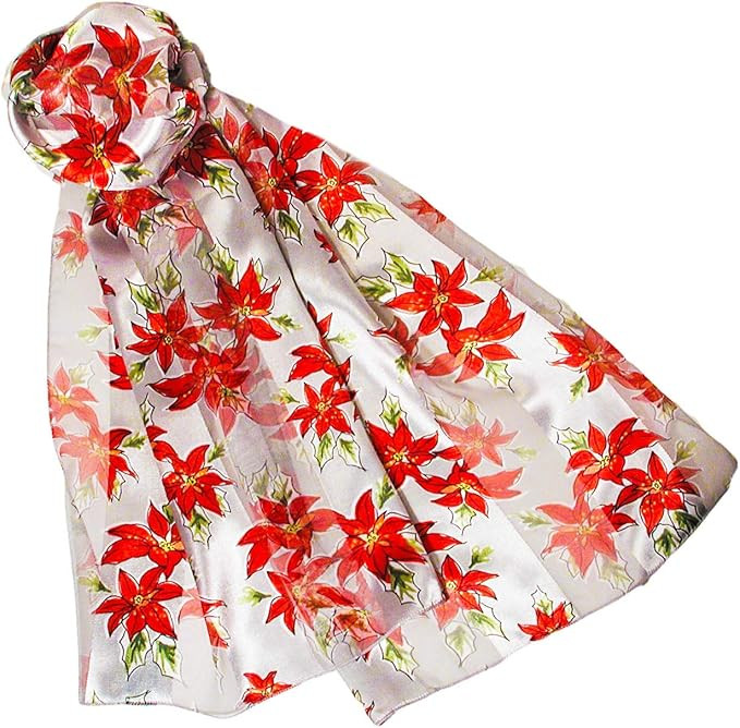 Silver Poinsettia Christmas Scarf - W498SL | Amazon (US)