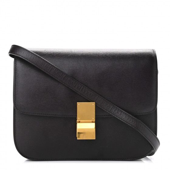CELINE Liege Calfskin Medium Classic Box Flap Bag Espresso | Fashionphile