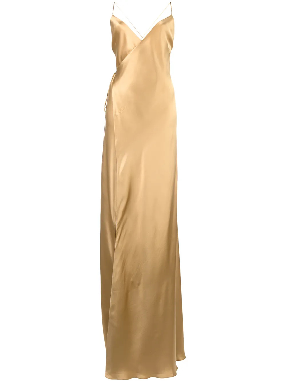 Michelle Mason Strappy Wrap Gown | Gold | FARFETCH UK | Farfetch Global
