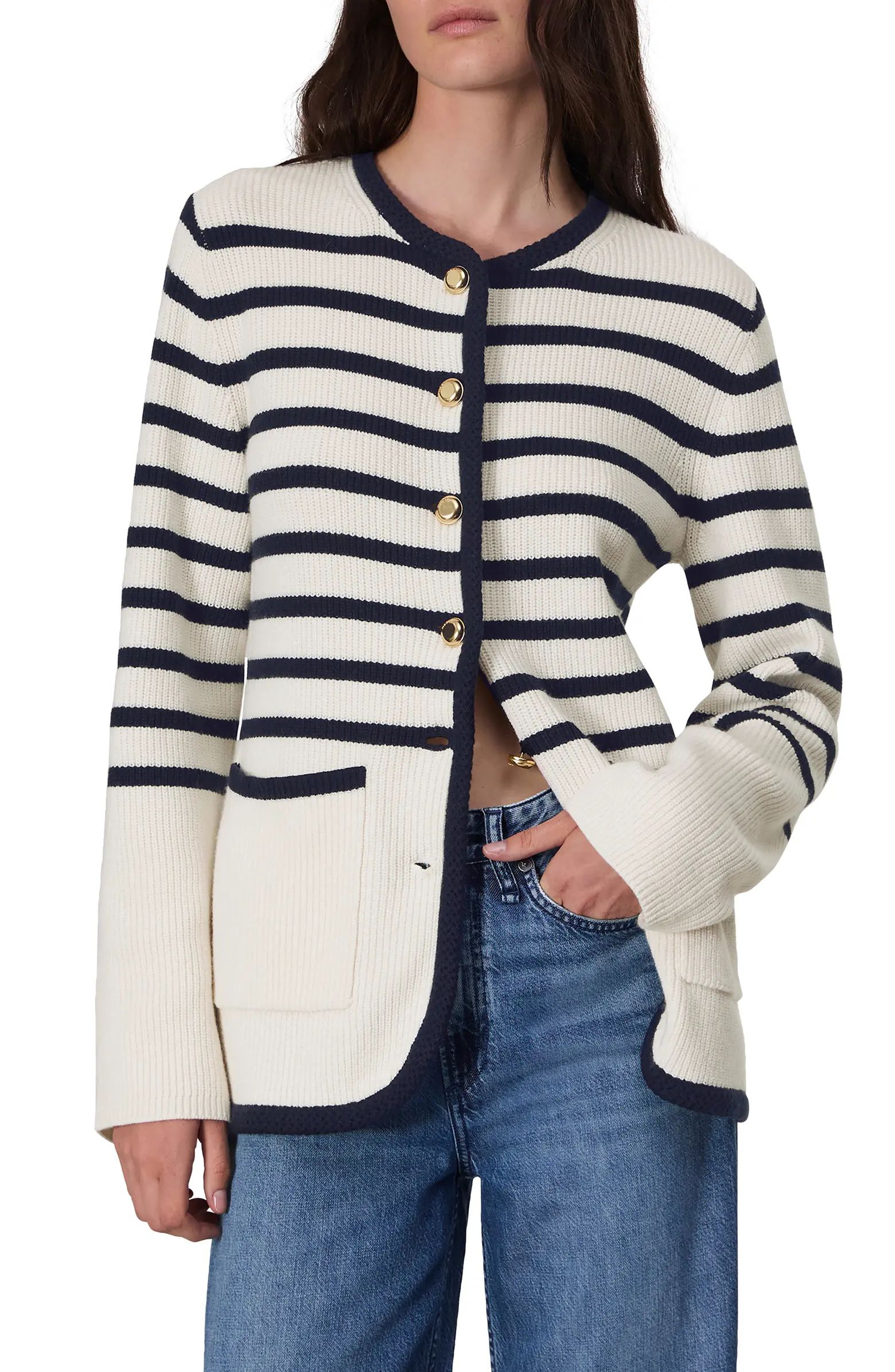 rag & bone Nancy Stripe Wool Blend Cardigan | Nordstrom | Nordstrom