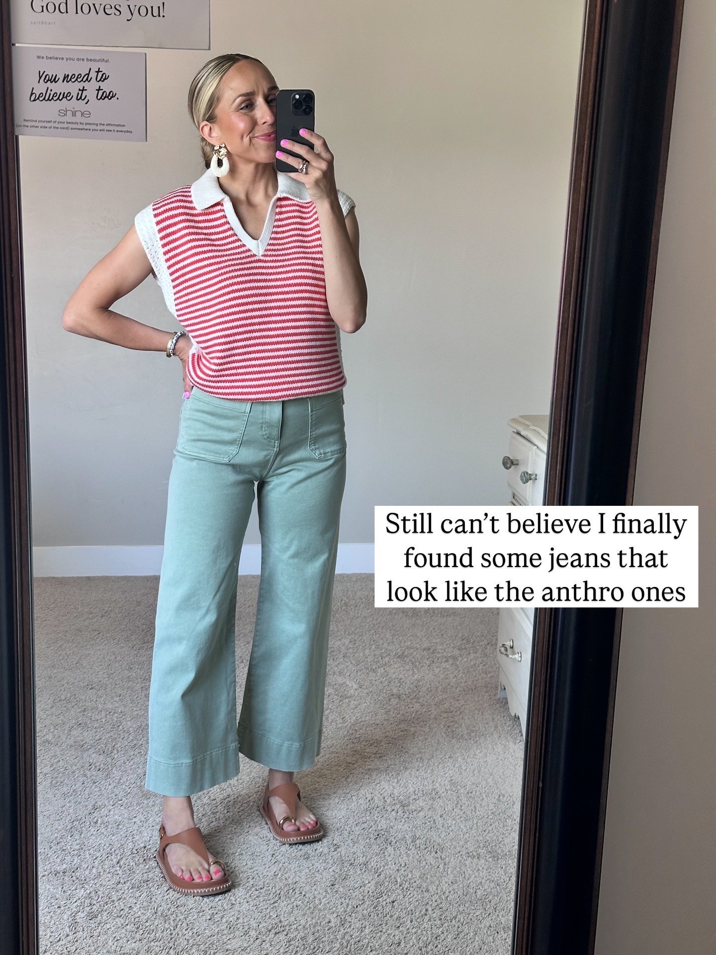 Fun summer outfit idea! These jeans look like anthro. I posted a reel showing the differences between these and the actual anthro ones (on my instagram).  There are definitely differences, but these are a great affordable option. 

#LTKFindsUnder50 #LTKSeasonal #LTKStyleTip