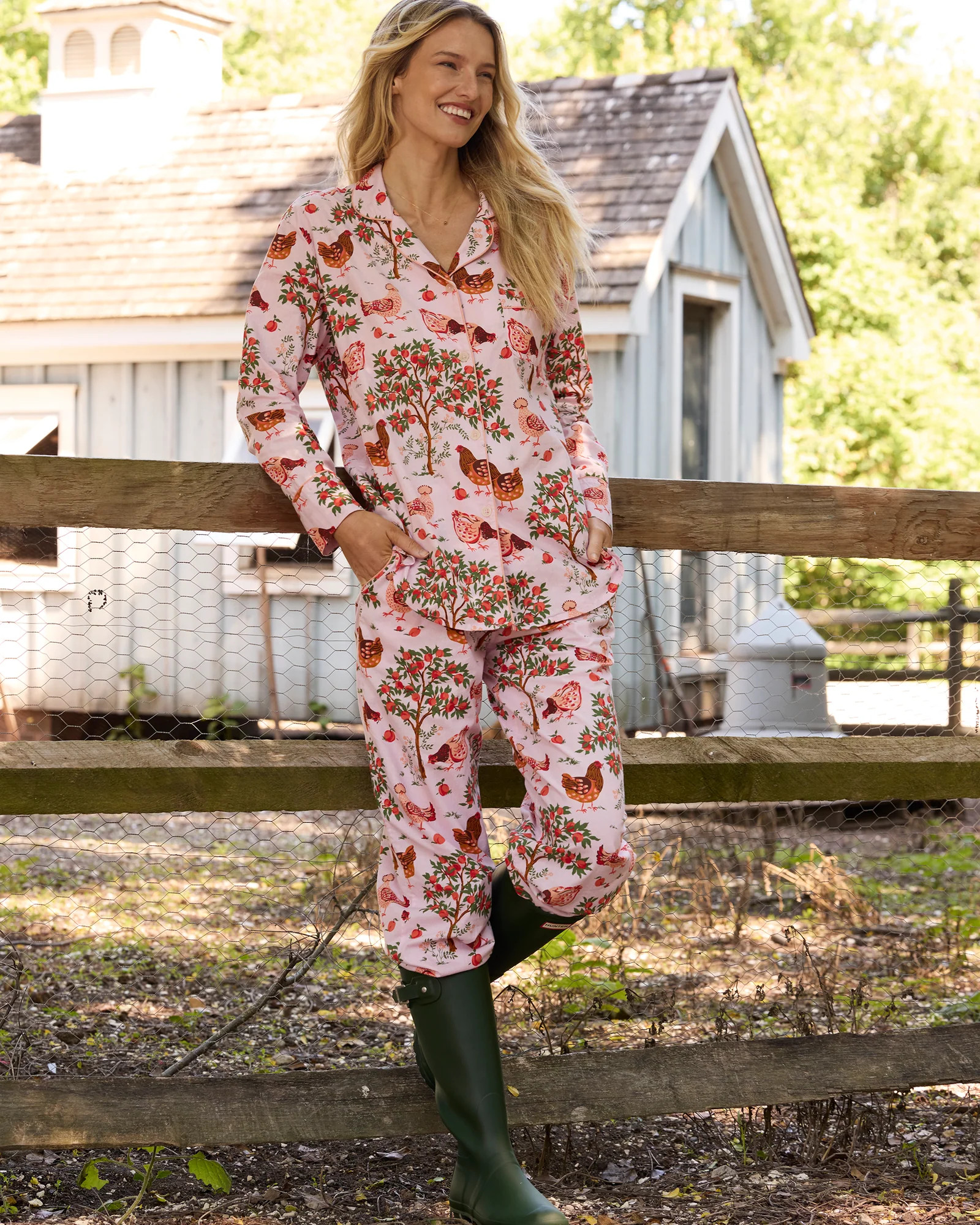 Hen House - Long PJ Set - Ballet Pink | Printfresh