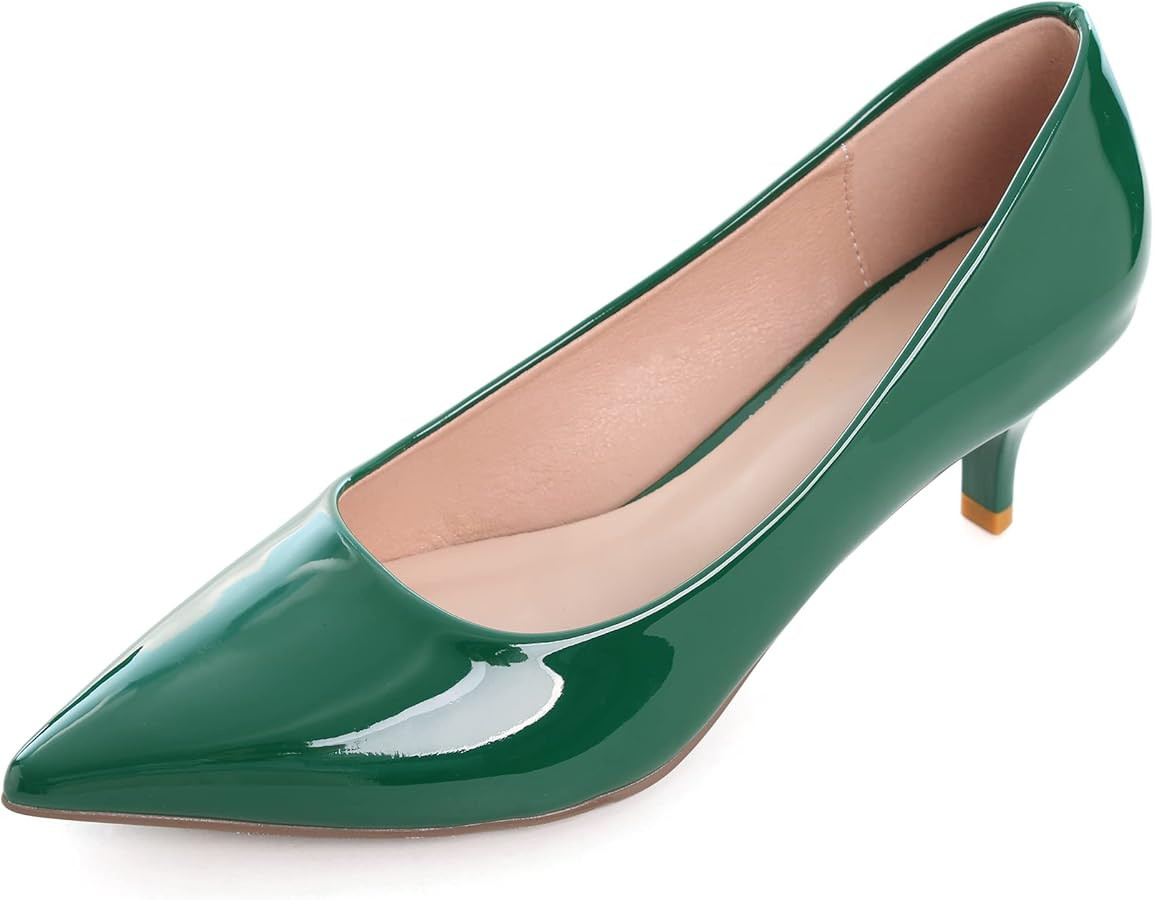 Women's Low Kitten Heel Pumps Classic Fashion Dress Pumps Simple Heeled Shoes for Office Work | Amazon (US)