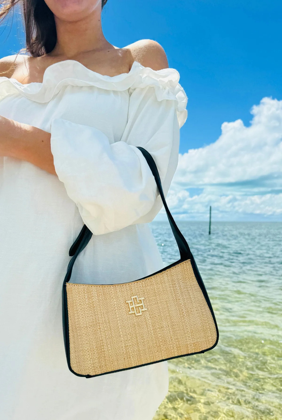 Jude Straw Handbag BLACK | Caroline Hill