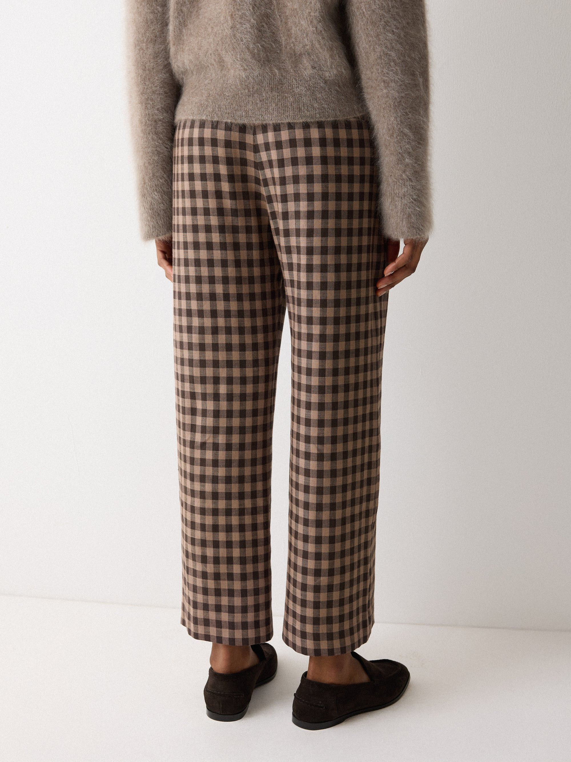 Dale Linen Check Trouser | Brown | Jigsaw (UK)