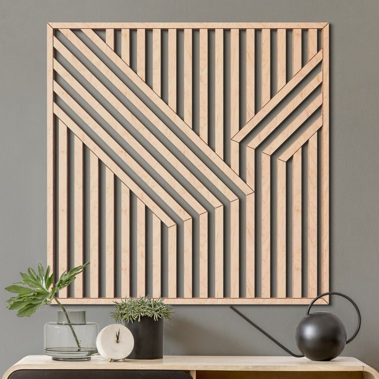 Abstract Wood Wall Art- Modern Geometric Wooden Wall Hanging- Large Wall Art | Walmart (US)