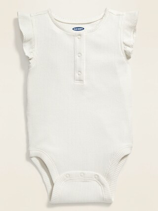 Ruffle-Trim Henley Bodysuit for Baby | Old Navy (US)