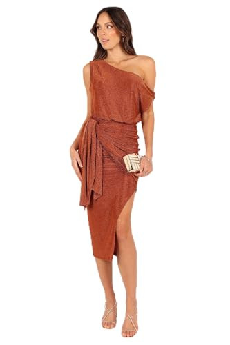 Petal & Pup Santiago Off Shoulder Midi Dress - Bronze S | Amazon (US)