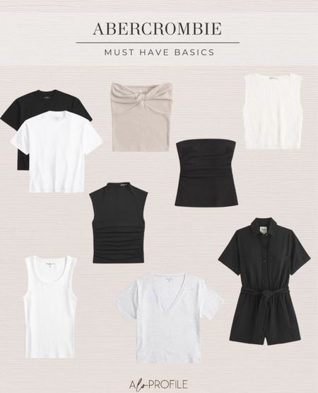 Abercrombie new arrivals// must have basics edition. Black white and gray wardrobe staples that match with everything you own. They are great quality and you will want to wear them over and over!

#LTKstyletip
