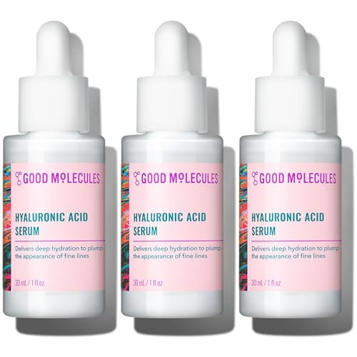 Good Molecules Hyaluronic Acid Serum Pack 3 – 30 ml Each | 1% Hyaluronic Acid, Non-Greasy Ultra Hydrating Serum, Facial Moisturizer for Plumper Skin, Skin Care for Face | Amazon (US)