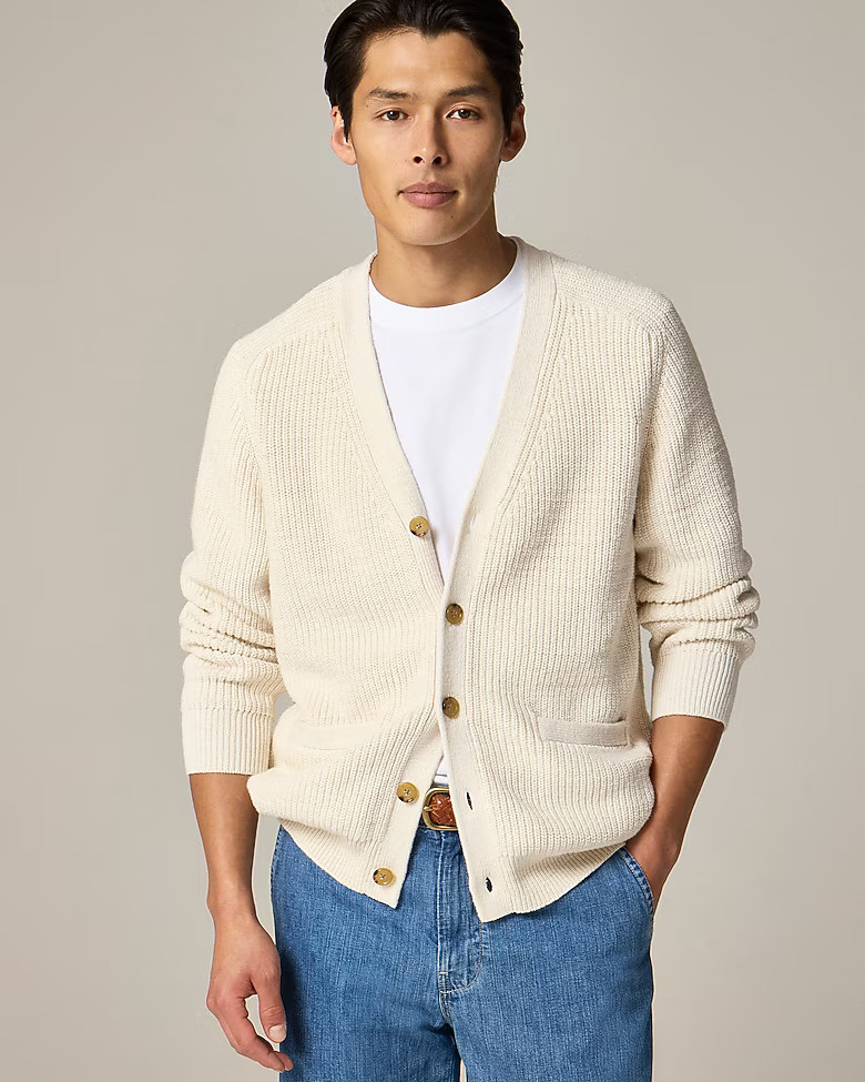 Linen-cotton blend V-neck cardigan | J. Crew US