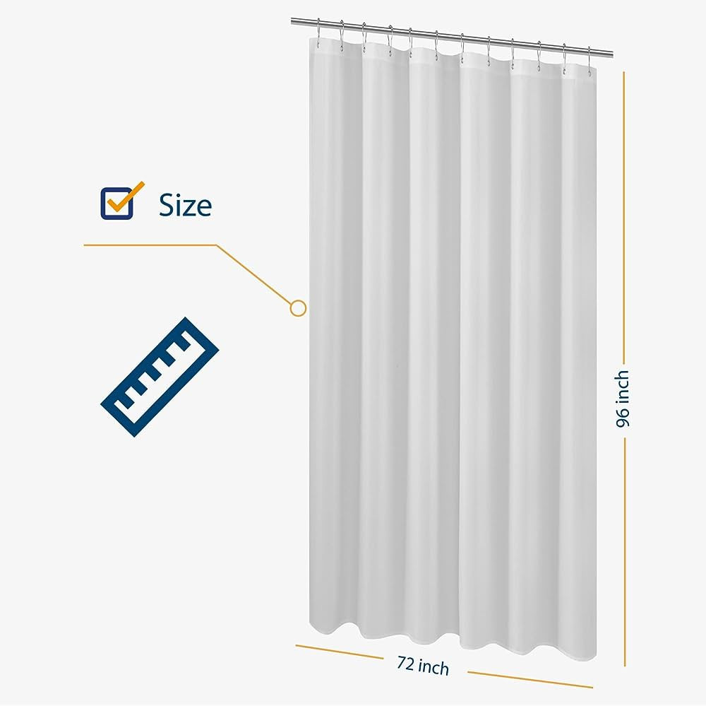 N&Y HOME Extra Long Shower Curtain Liner Fabric 72 x 96 inches, Hotel Quality, Washable, Water Repel | Amazon (US)