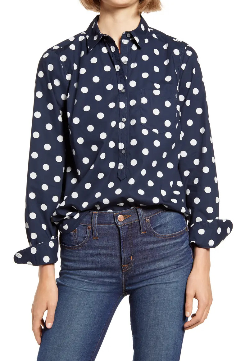 Print Cotton Poplin Popover Top | Nordstrom