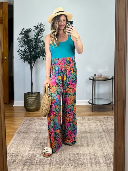 The perfect vacation outfit! Loving this swimsuit, has a nice texture size S  and these pants are so fun - size S! Super lightweight with a side slit. 

#LTKFindsUnder50 #LTKSwim #LTKFindsUnder100