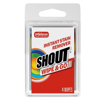 Shout Wipe & Go Travel Stain Remover Wipes for Instant Fabric Stain Removal - 4ct | Target