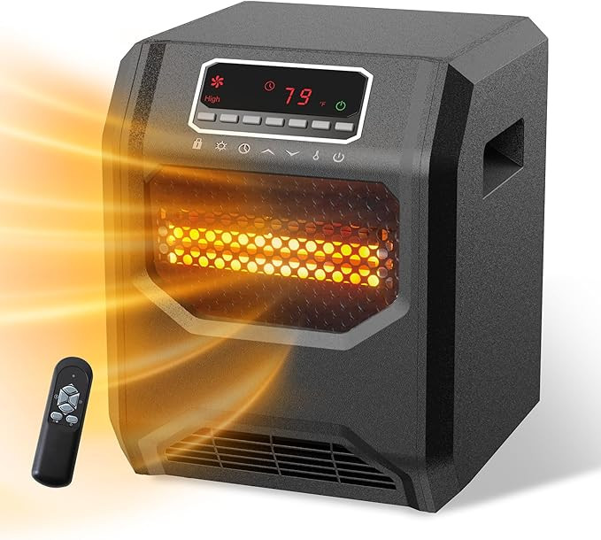 Infrared Space Heater 3 Mode 1500W Electric heater with 6 Quartz Infrared Element Child Lock Time... | Amazon (US)