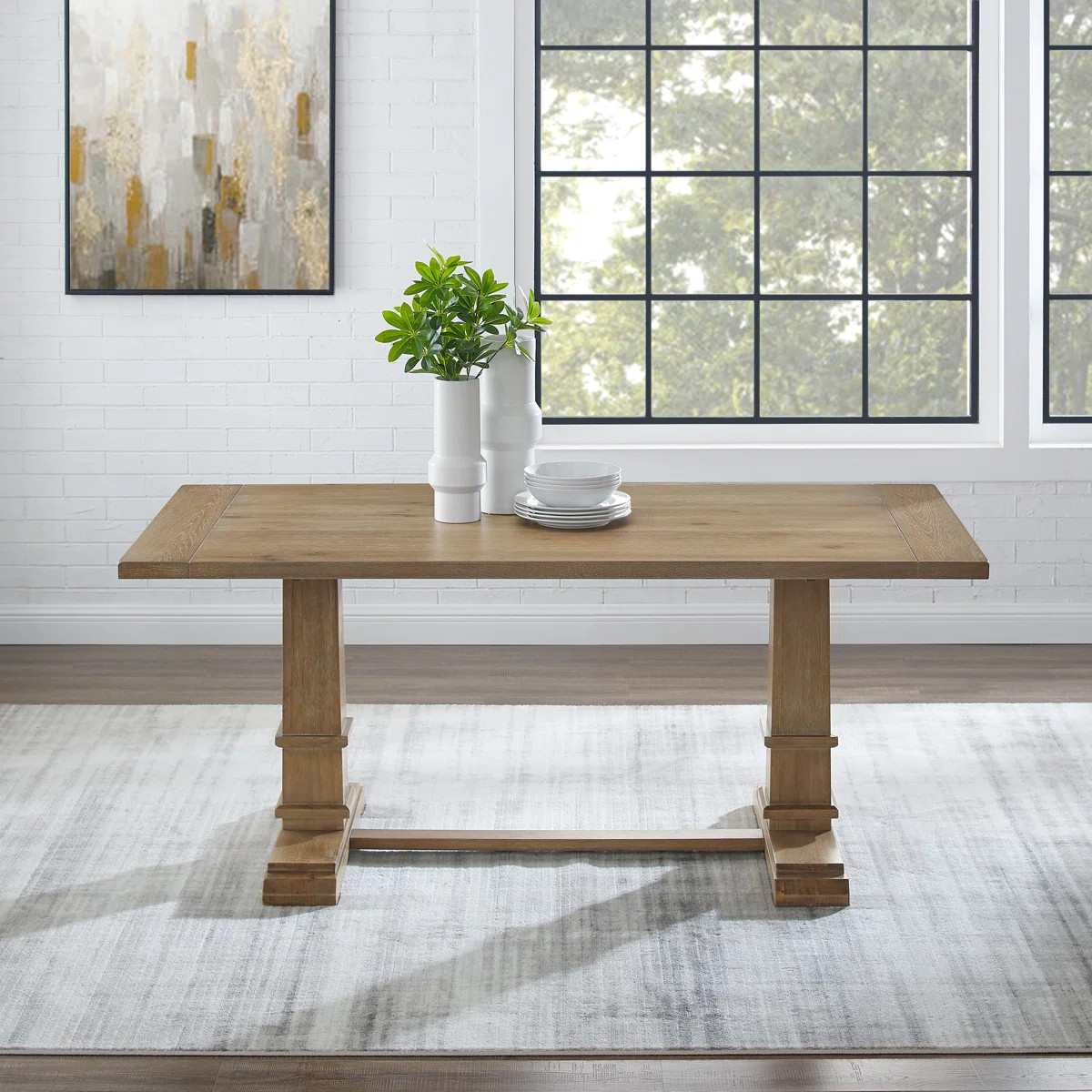 Heymann 8-Person Rectangular Trestle Dining Table | Wayfair North America