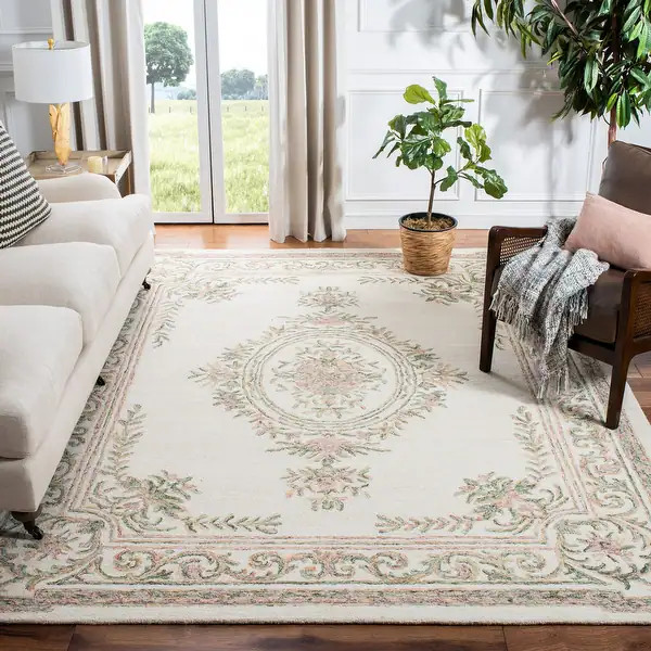SAFAVIEH Handmade Micro-Loop Shyamala Wool Rug - 8' x 10' - Ivory/Fuchsia | Bed Bath & Beyond