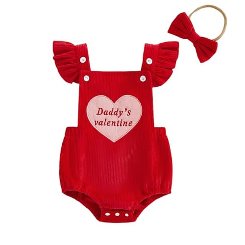 YINGISFITM My First Valentines Day Baby Girl Outfit Newborn Love Heart Bubble Romper Infant Jumpsuit Cute Baby Girl Clothes (Daddys Valentines, 12-18 Months) | Amazon (US)
