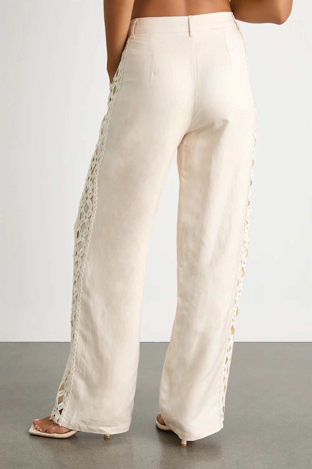Vannah Ivory Linen Crochet Lace Wide-Leg Pants | Lulus