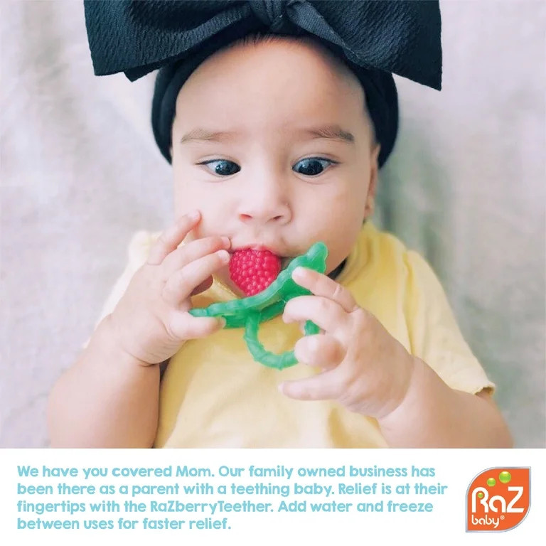 RaZbaby RaZberry Teether 3m+ (2 Pack) - Soft Silicone, BPA Free, Easy-to-Hold - Red/Blue | Walmart (US)