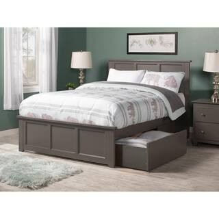Madison Grey Full Solid Wood Storage Platform Bed with Matching Foot Board with 2 Bed Drawers | The Home Depot