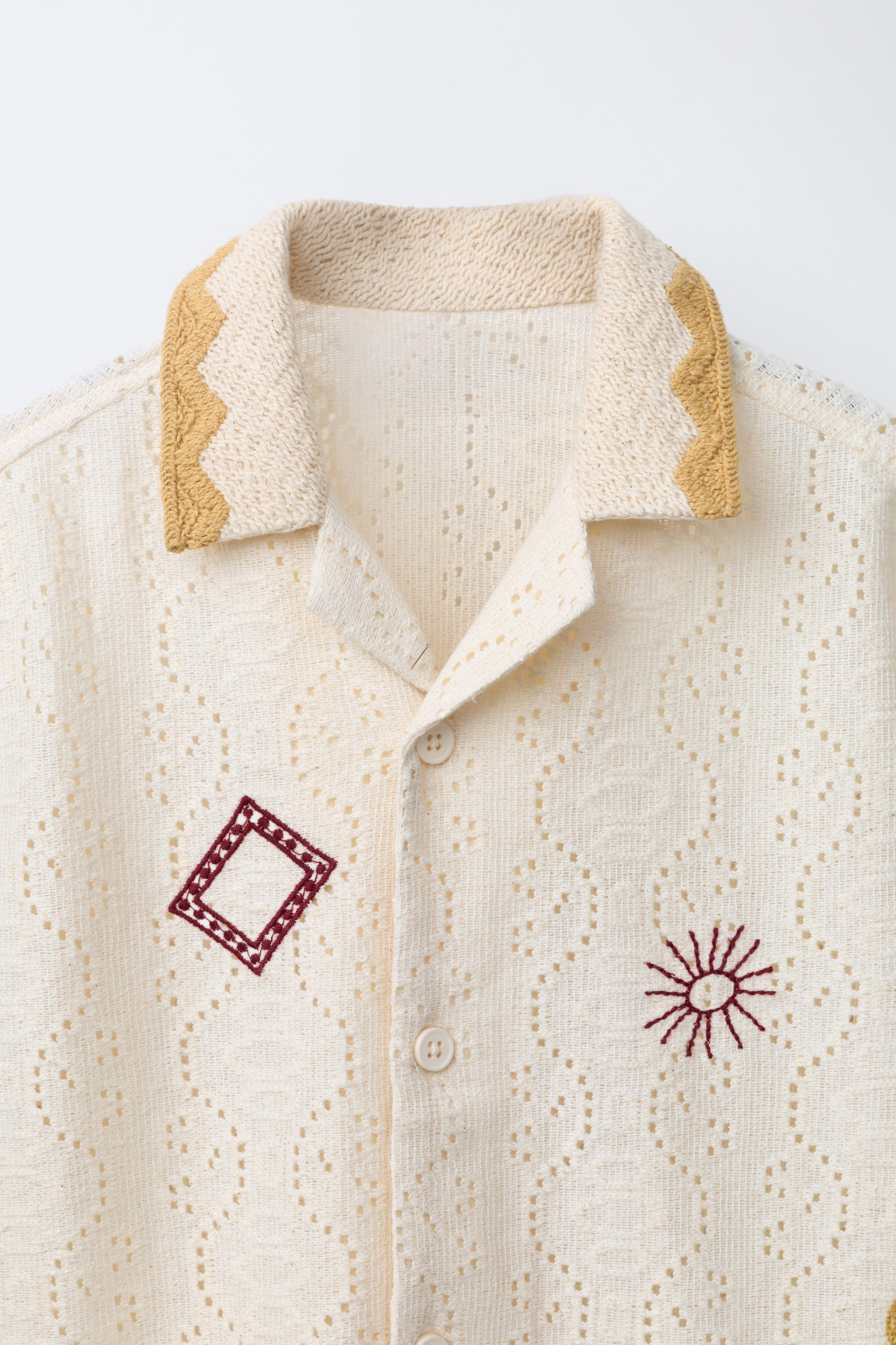 EMBROIDERED CROCHET KNIT SHIRT | Zara US
