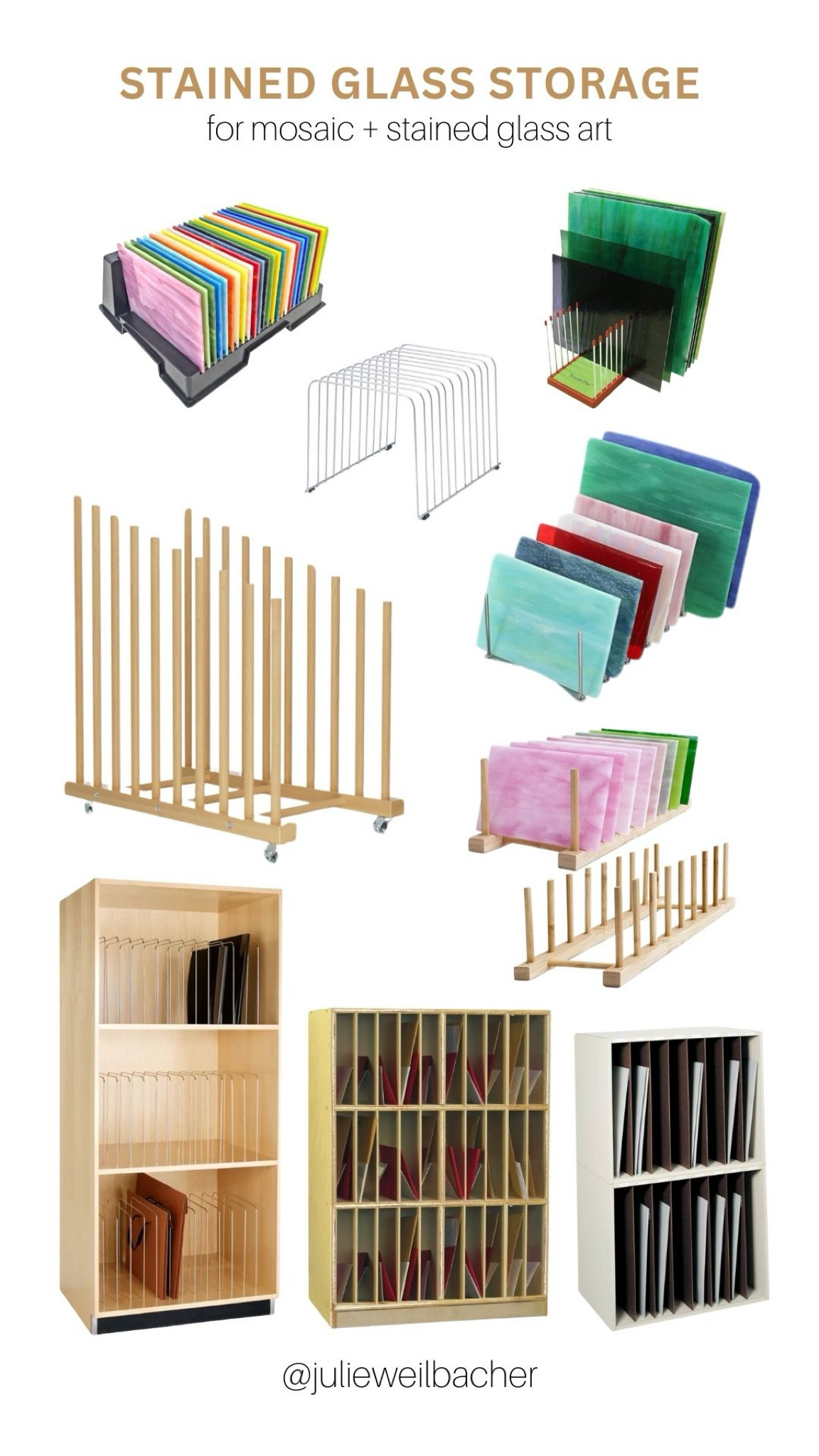 Sharing my picks for stained glass storage. 🌈 From budget-friendly to dreamy! 🌈 For mosaic tips, tutorials, inspiration, and so much more please visit my YouTube channel: YouTube.com/julieweilbacher. Follow @julieweilbacher on Instagram for all things mosaic art. stained glass - studio storage - glass storage - mosaic - portfolio storage - cubby cabinet - vertical storage cabinet - crafts supplies storage

#LTKHome