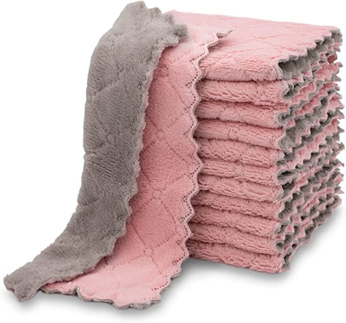 kimteny 12 Pack Kitchen Cloth Dish Towels, Premium Dishcloths, Super Absorbent Coral Velvet Disht... | Amazon (US)